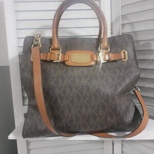 Women's Michael Kors Leather Brown Logo Print Bag